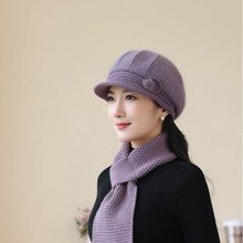 秋冬季新款中老人帽女针织百搭保暖兔毛加厚时尚毛线休闲奶奶款