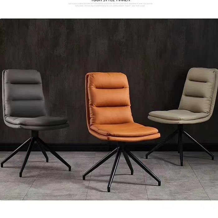 Light luxury Nordic chair home simple modern back chair rotatable dining chair leisure leather stool dining table swivel chair