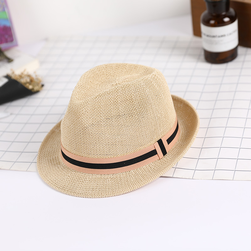 Sombrero verano paja tejido transpirable a prueba de sol estilo coreano pequeño bombín sombrero hombres y mujeres pareja sombrero retro británico a prueba de sol sombrero de jazz