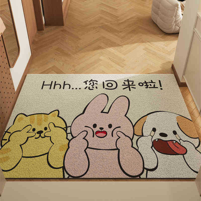 卡通丝圈入户门地垫新款进门耐脏防滑脚垫客厅入门地毯可裁剪|undefined