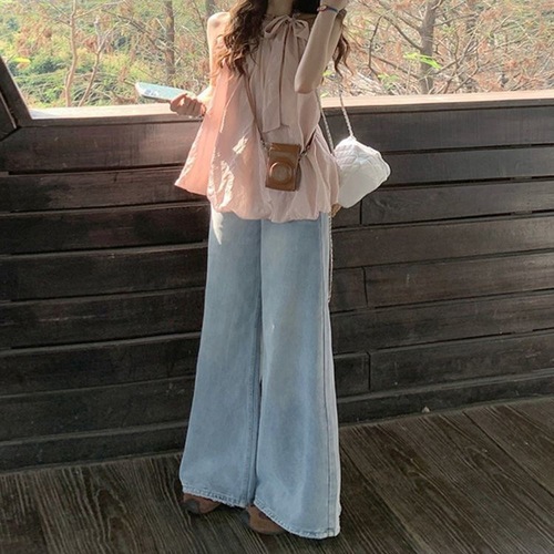 Gentle Wind Strap Bow Tie Hanging Collar Women's 2025 Summer Fashion Texture Bouquet Hem Sleeveless Top