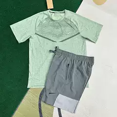 Athletic Men's Quick-Dry Breathable Short-Sleeve Stretch Sports Set for Track and Field Training Running Competition