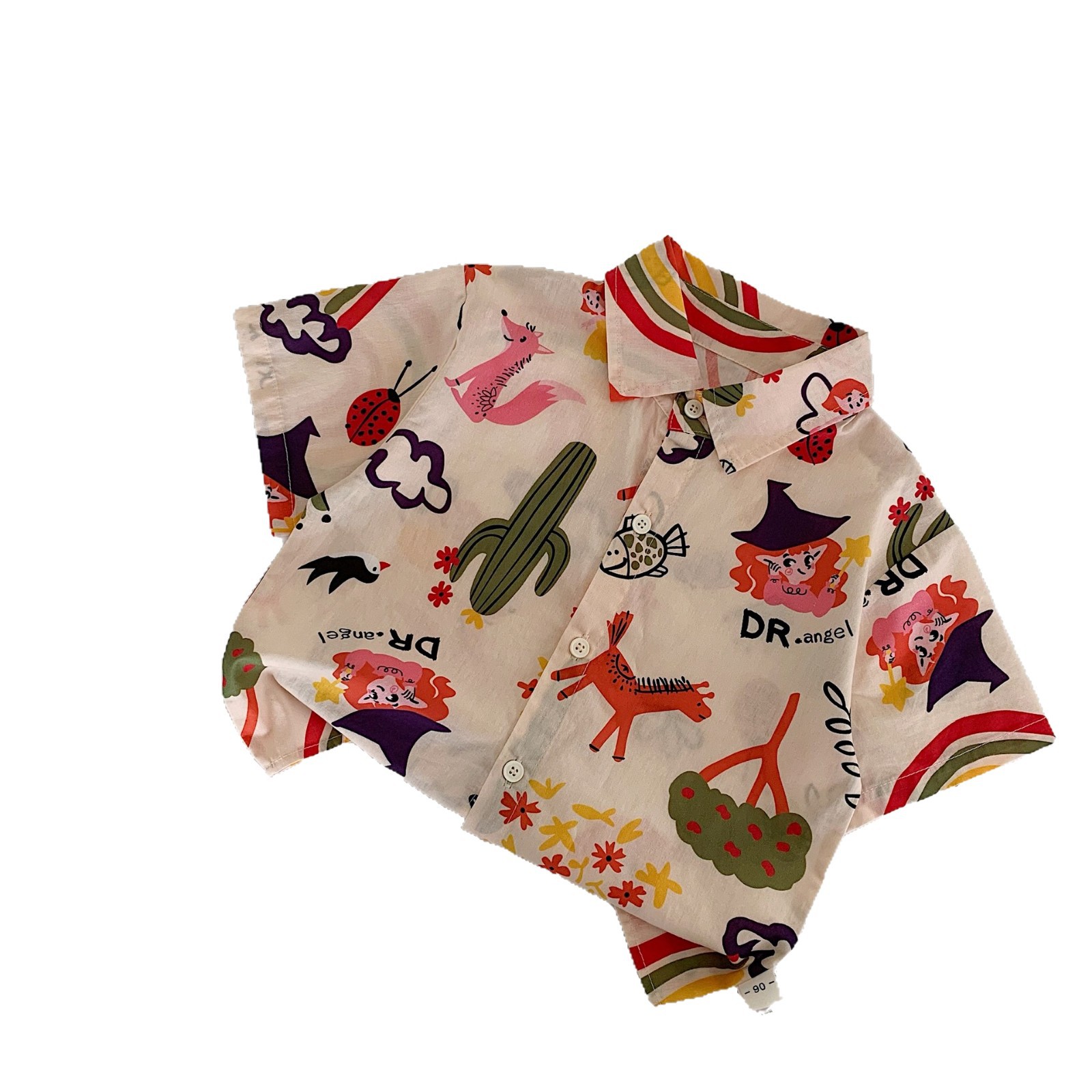 Camisa de manga corta para niños Maibao 2025 verano nuevo estilo coreano niños y niñas camisa estampada de dibujos animados ropa de verano para niños