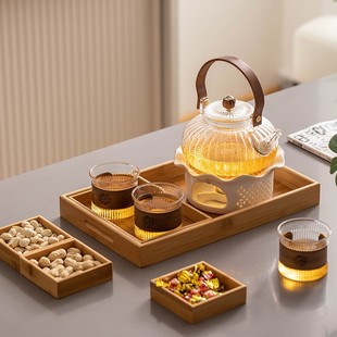 Warm Tea Glass Tea Set suit Household Afternoon Tea Flower Tea Pot Fruit Tea Set Candle Holder Tea Cooking Stove Warm Tea Teapot