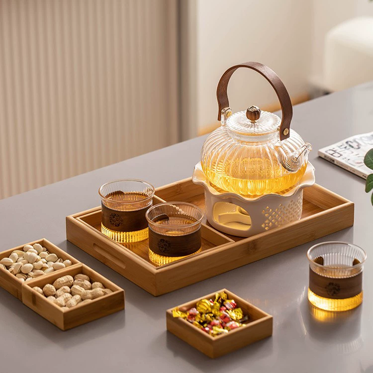 Tea Tea Glass Tea Suite Домашний послеобеденный чайный чайник Фруктовый чайный набор подсвечник чайный чайник