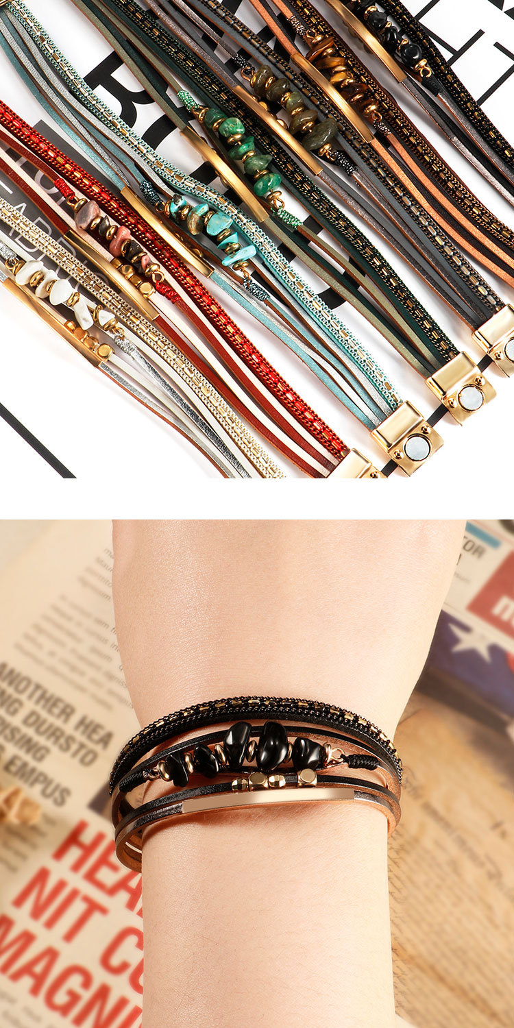 Simple Style Solid Color Pu Leather Plating Women's Wristband display picture 1