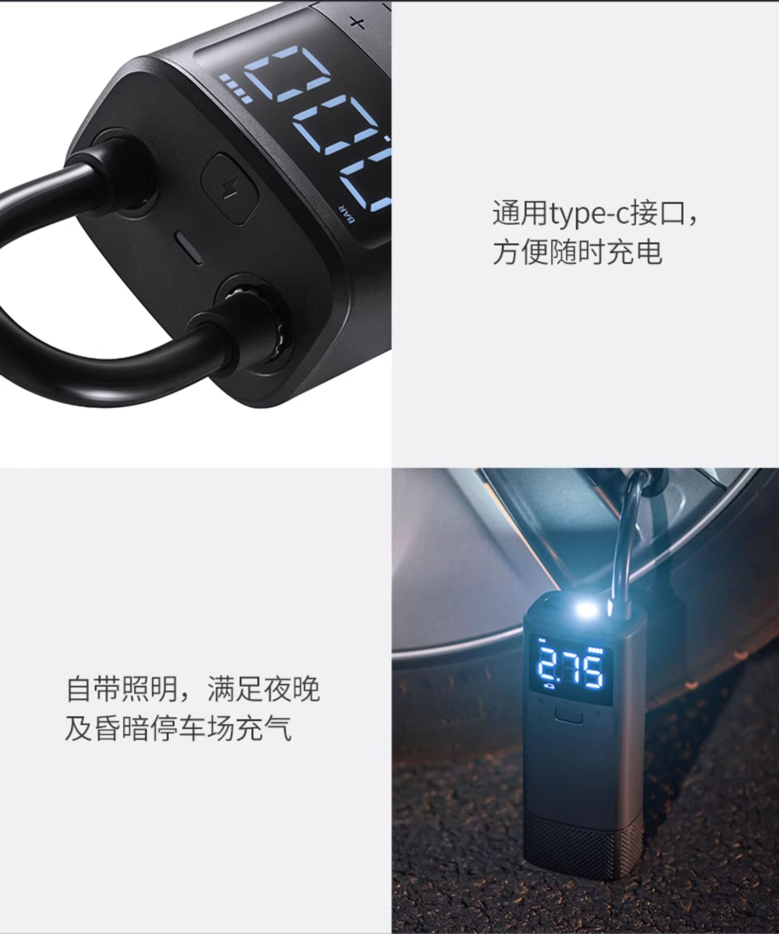 70Mai Wireless Car Air Pump with Digital Display, Smart Start/Stop, Electric Portable Tp05