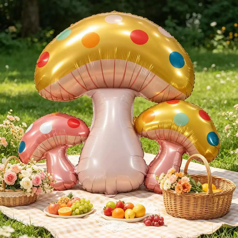 New Cartoon Mushroom-Shaped Aluminum Foil Balloons for Birthday Parties, Outdoor Camping, Picnics, Team Building Activities, and Photo Props New Cartoon Mushroom-Shaped Aluminum Foil Balloons for Birthday Parties, Outdoor Camping, Picnics, Team Building Activities, and Photo Props