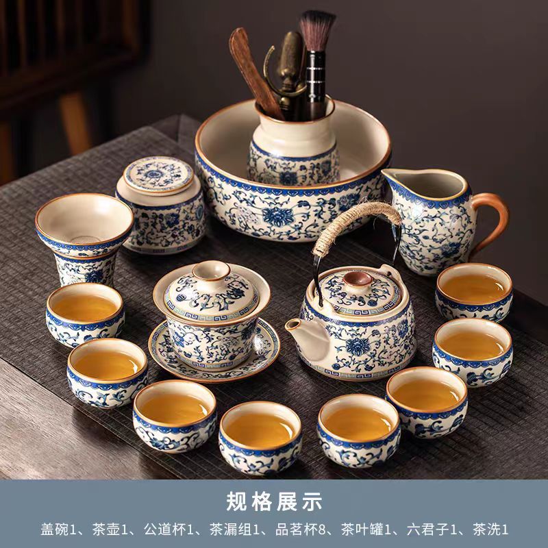 Alta calidad Nuevo 2024 nuevo arroz verde huangru horno kung fu conjunto de té doméstico ligero de lujo de alta calidad cerámica china tetera taza de té