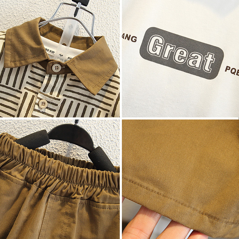 8109 Traje para niños Moda Fried Street Ropa para niños 2025 Nuevo estilo Estilo occidental Ropa de verano a rayas coreanas Ropa para bebés