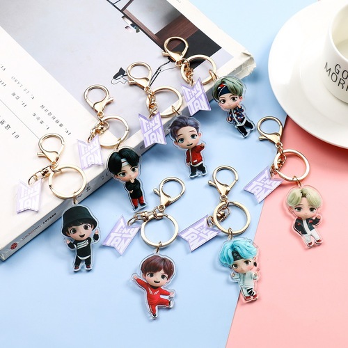 Temu hot selling BTS new TinyTAN cartoon acrylic keychain pendant peripheral same style