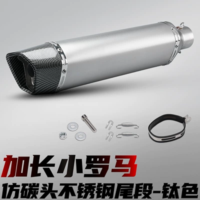 tail section, 51mm diameter, universal — Motorcycle exhaust pipe - extended-small-roman-imitation-carbon-head-titanium-color