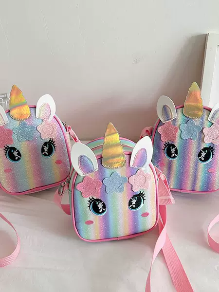 Unicorn Embroidered Rainbow Kidsren's Bag Crossbody Bag Baby Girl Cute Fashion Princess Bag Small School Bag Shoulder Bag
