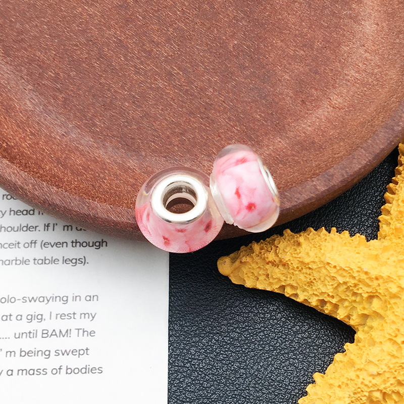 1 Rosa panjia agujero grande cuentas de colores accesorios de joyería redonda hecha a mano pulsera espaciador cuentas 20 estilos disponibles