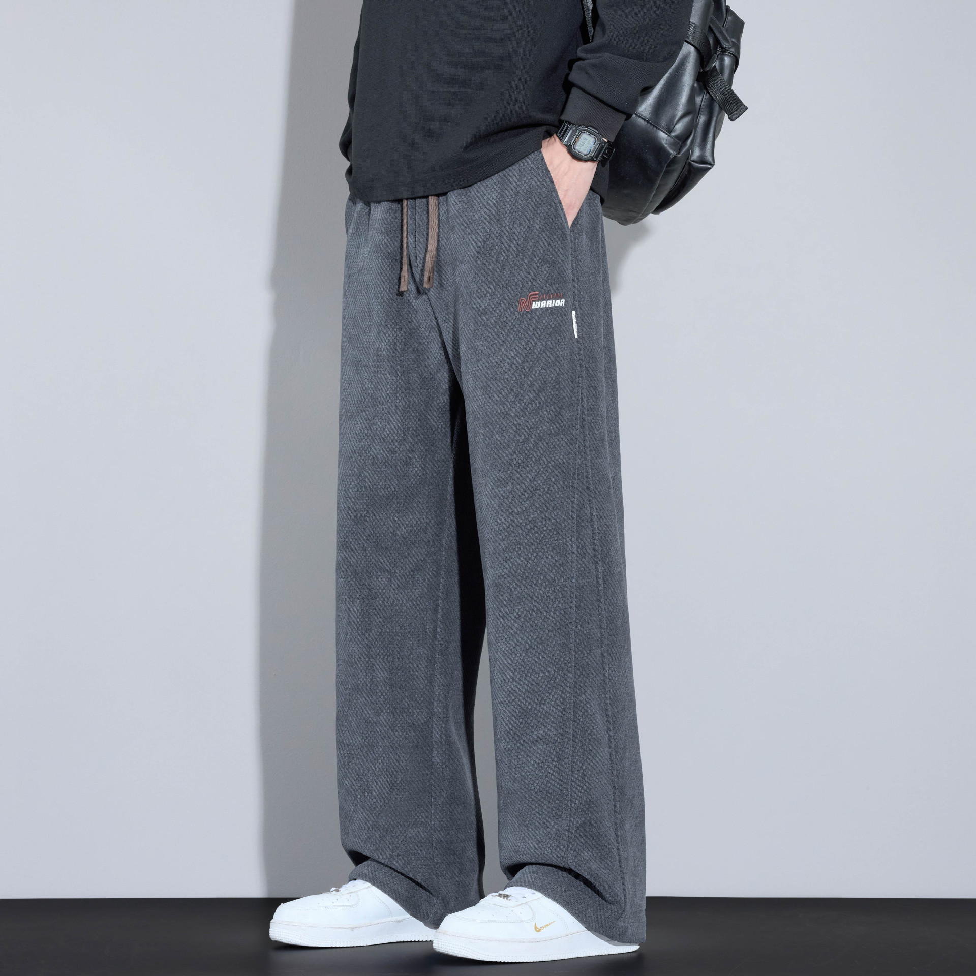 Fleece-Lined Thick Heavy Casual Pants for Men 2025 Autumn and Winter New Trendy Brand Loose Straight Drape Sports Long Trousers