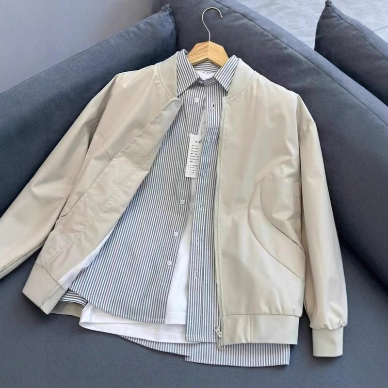 美式休闲潮牌棒球服男款外套春秋款设计感高级痞帅宽松工装夹克男|undefined