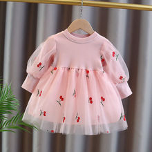 女童粉色裙秋裝連衣裙0-1-2-3歲女寶寶蕾絲公主裙小童嬰兒裙子