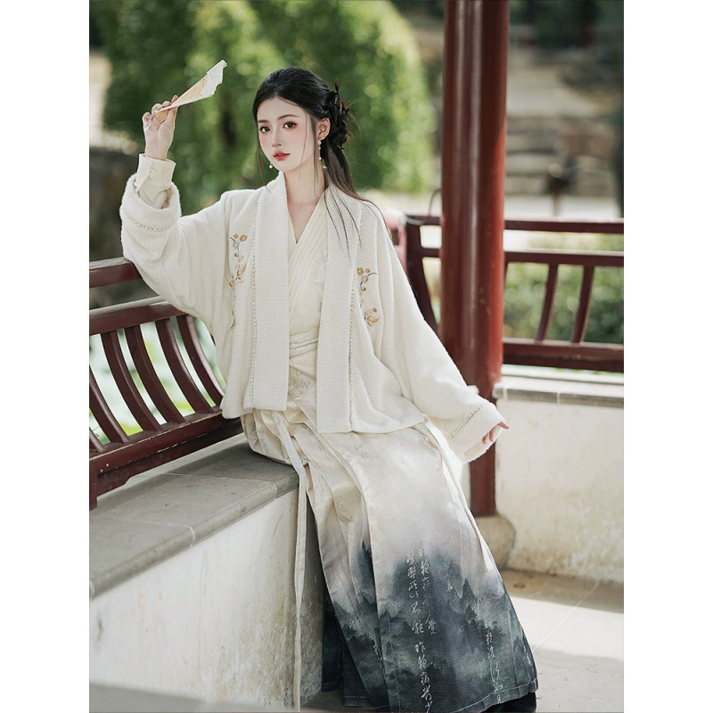 Sansui, Hanfu, with embroidery, with short sleeve, gradient, 40