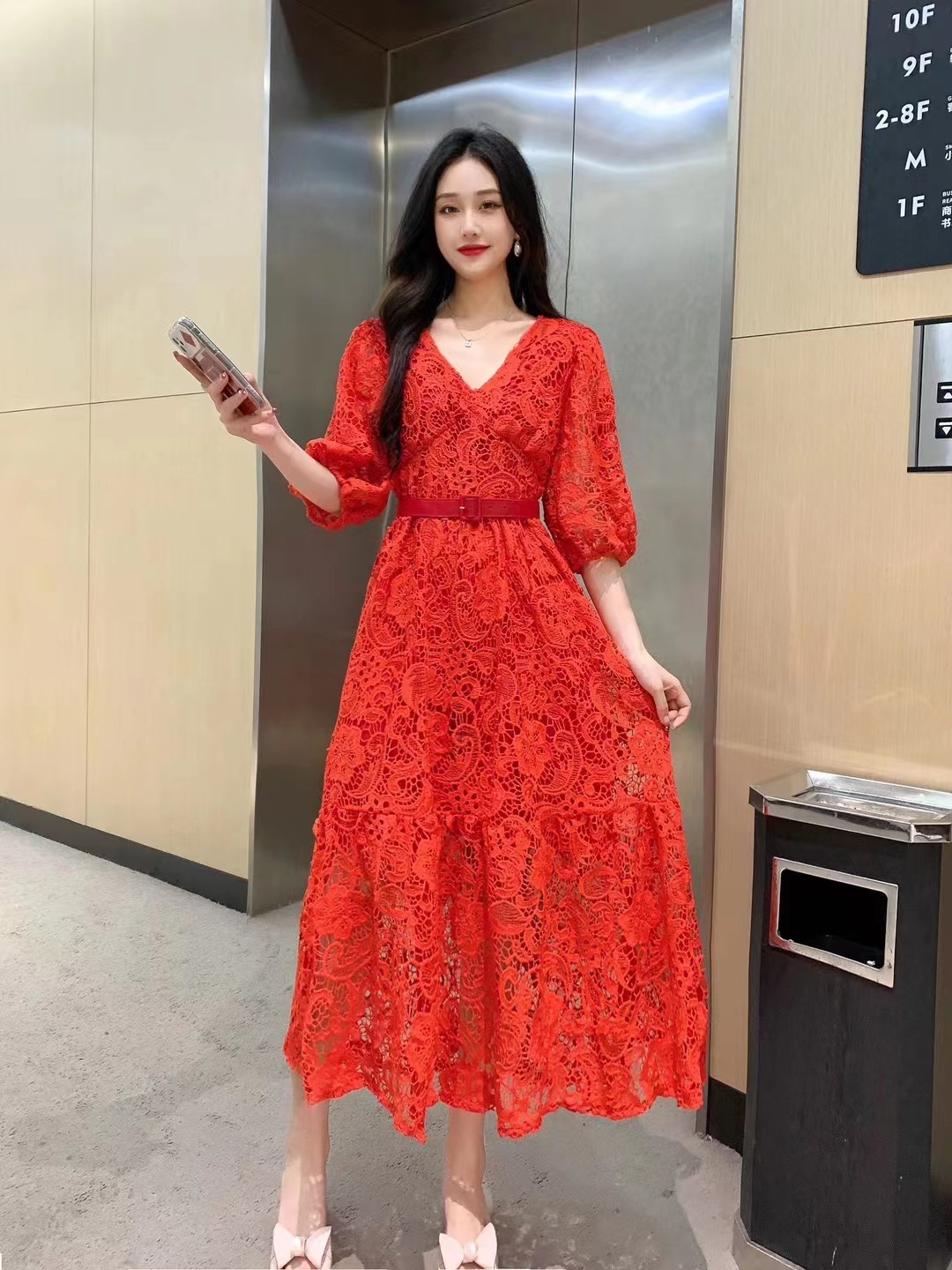 Autumn Lace Dress - Blue