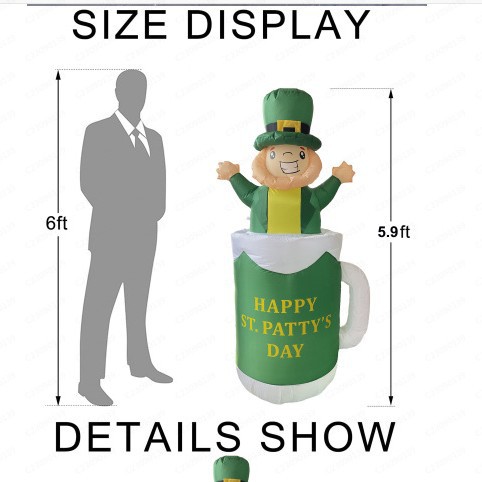 Transfronterizos inflables modelo de aire luminoso 1.8m taza de fiesta de San Patricio decoración de decoración verde