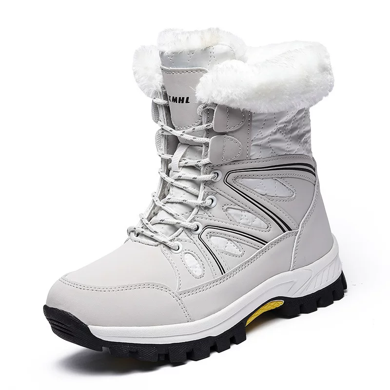 Warm platform boots, fleece‑lined lace‑up ankle boots, platform tread, plus sizes