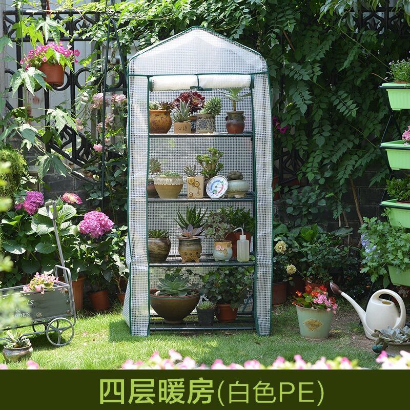 Flower shed cover for balcony insulation, simple greenhouse, plant warming house, sunshade flower stand cover, rainproof cover