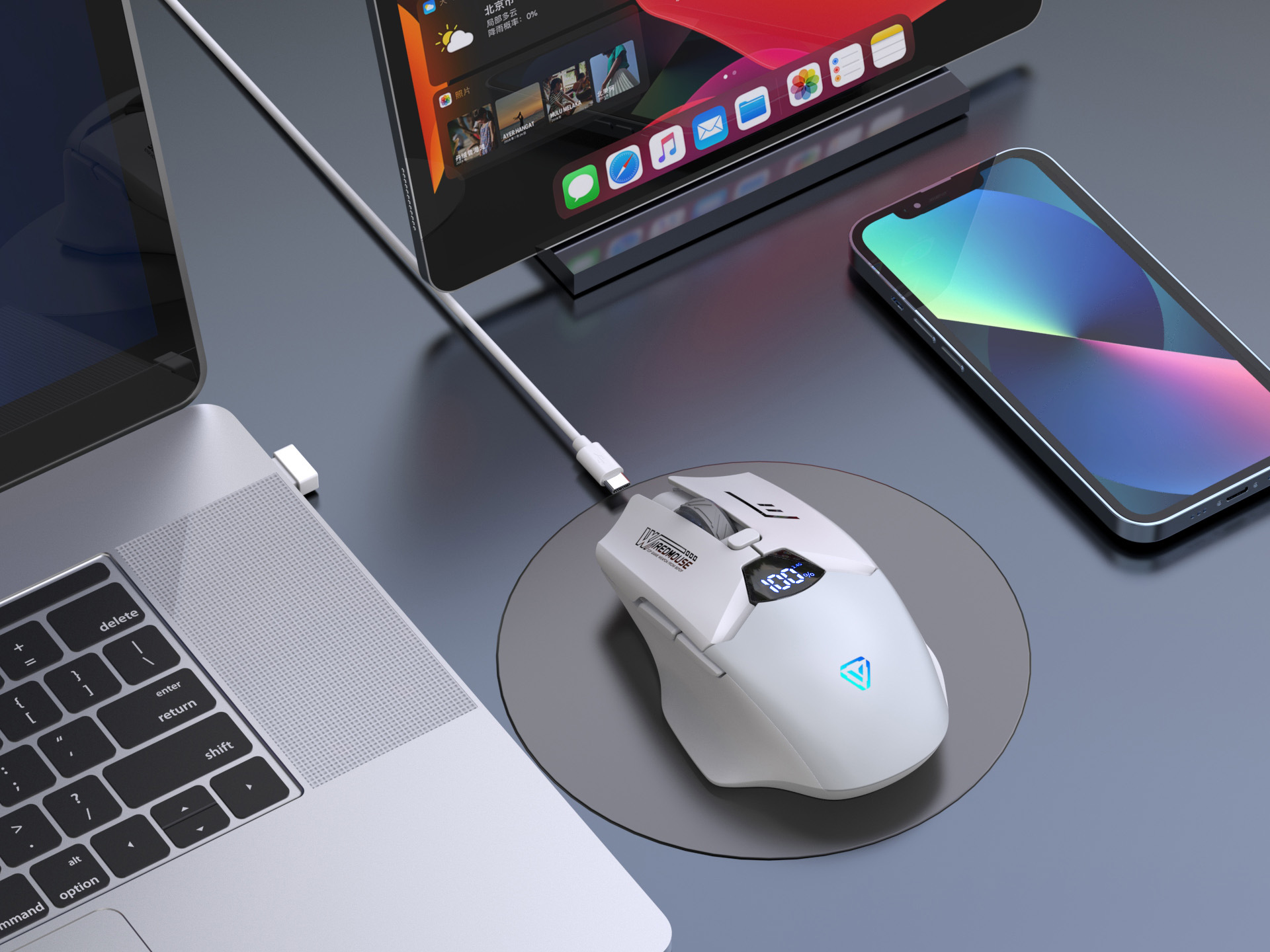 Wireless Bluetooth Dual-Mode-Maus mit Ladefunktion, leise, Gaming, intelligente Bildschirmanzeige, Computer-Monitor-Maus für grenzüberschreitenden Handel
