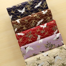 2166# 日式和风印花烫金云鹤  汉服布料