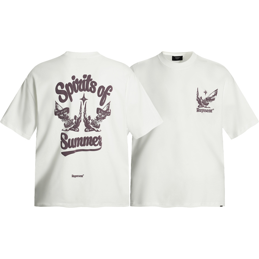 High Street REPRESENT Impresión de letras minimalistas desgastado retro lavado hombres y mujeres sueltos camiseta casual de manga corta marea