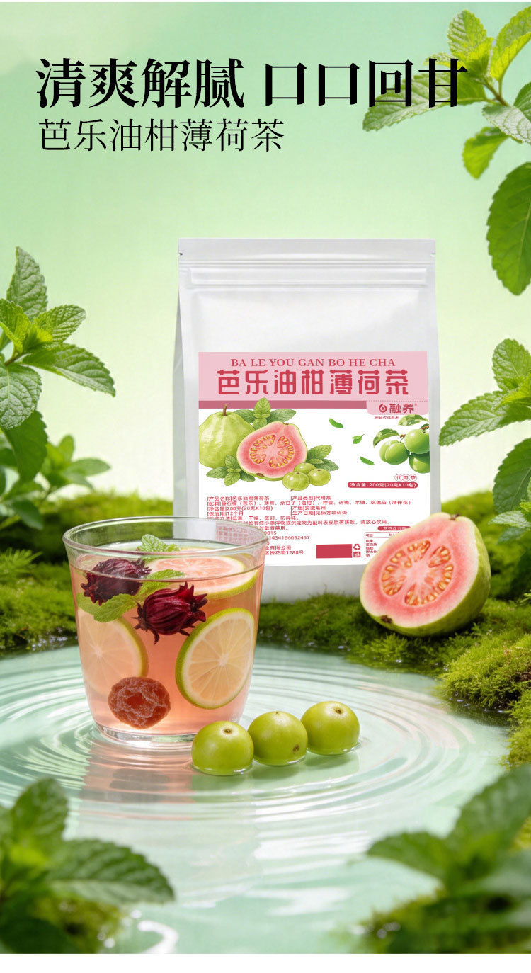 Guava Lemon Balm Mint Tea 150g Cold Brew Summer Refreshing Herbal Tea in use