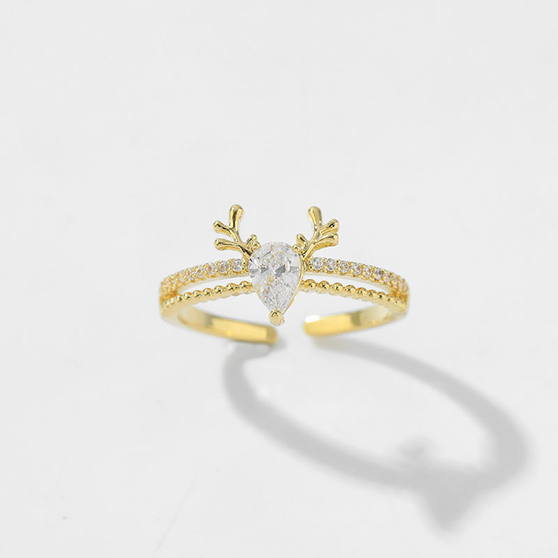 Cute fashionable adjustable ring with stone with zircon