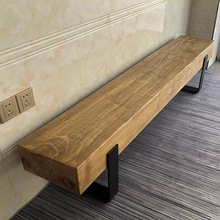 北欧原木铁艺长条凳换鞋凳实木民宿创意电视柜矮凳家用简约休息凳