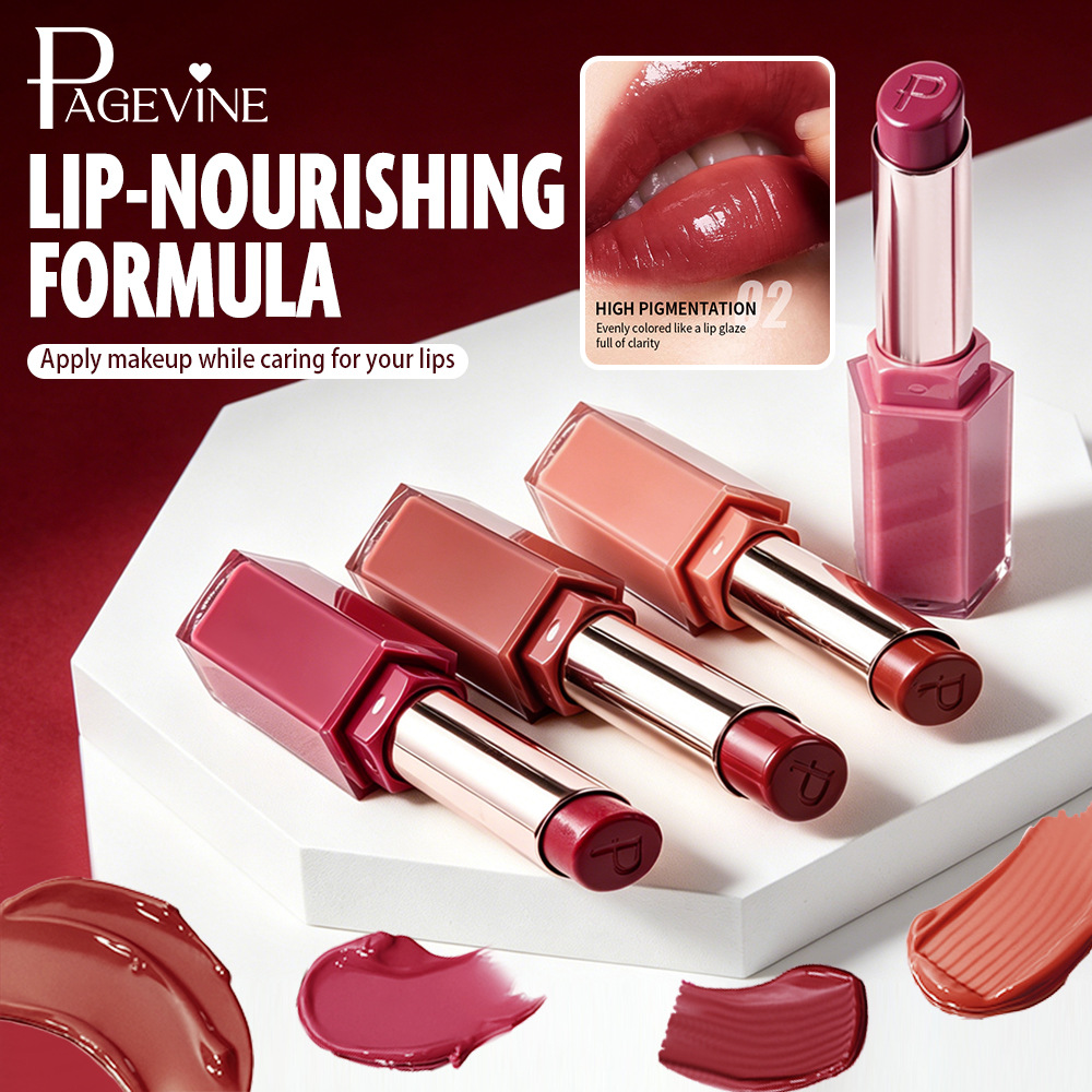 Cross-border Beauty PAGE VINE Mirror Light Lipstick para desarrollar el color, retener el maquillaje y humectar la superficie del espejo sin tazas de agua, hidratante y brillante.