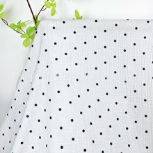 全棉双层纱布绉布经典棉纱衣服波点布料婴童服装童装面料睡衣面料