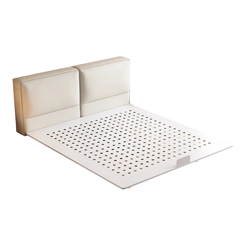 Bloqueo de tofu cama de cuero de acero al carbono cama de suspensión cama de cama principal cama doble cama de cama de acero de viento crema cama