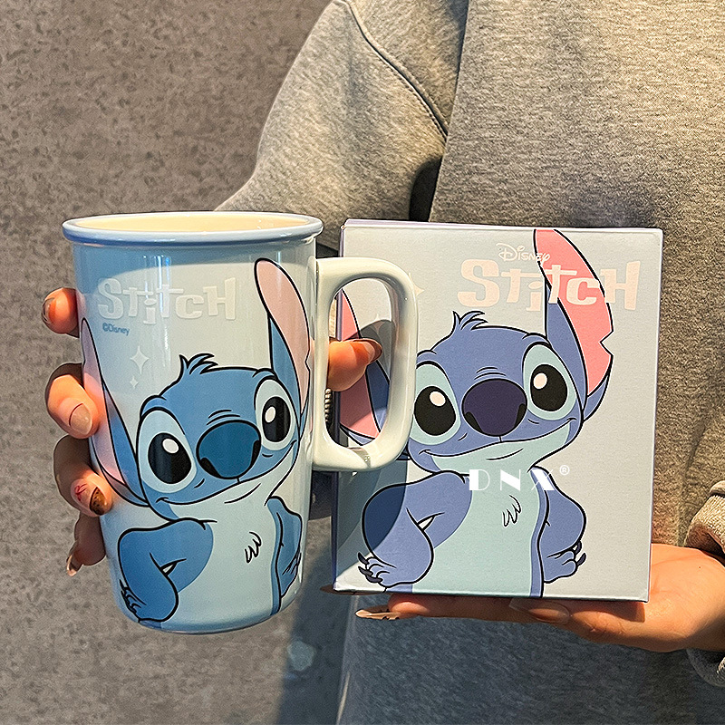 Taza de café Stitch Taza de leche de cerámica de alto valor Taza de leche para niñas lindo y creativo regalo de cumpleaños