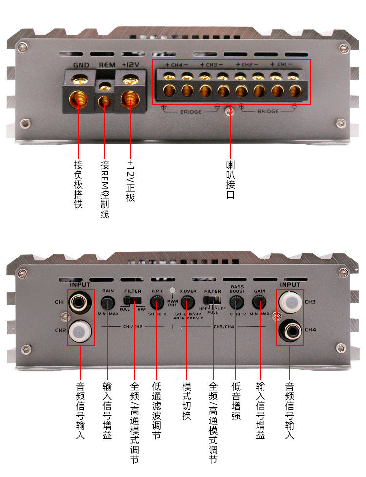 Source Factory 4-Channel Car Amplifier Class Ab Four-Channel Power Amplifier Car Audio Modification Cross-Border Wholesale