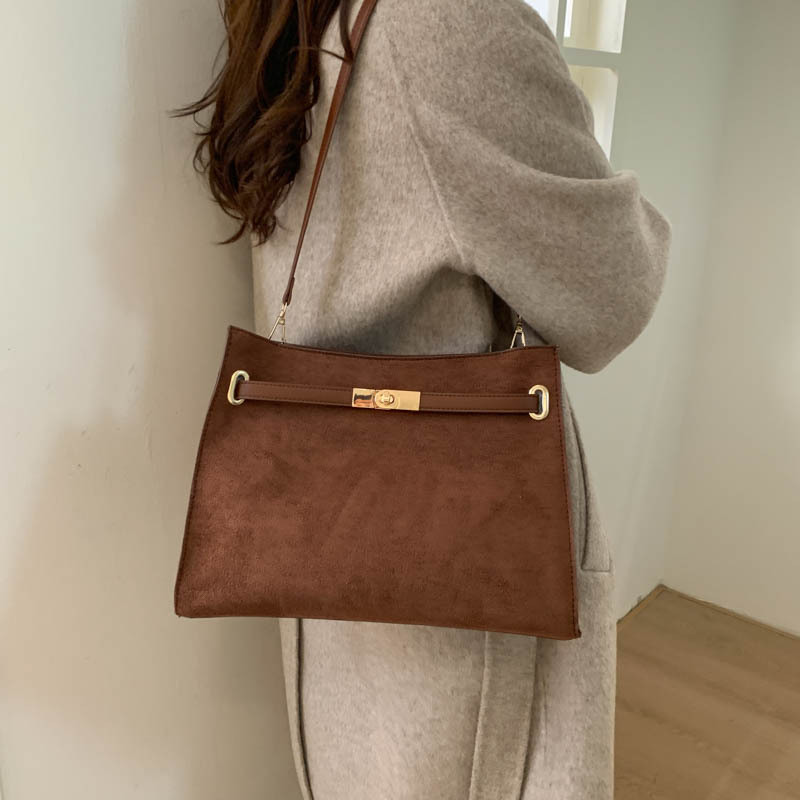 冬季复古简约包包托特包女跨境时尚有质感斜挎包百搭通勤单肩包