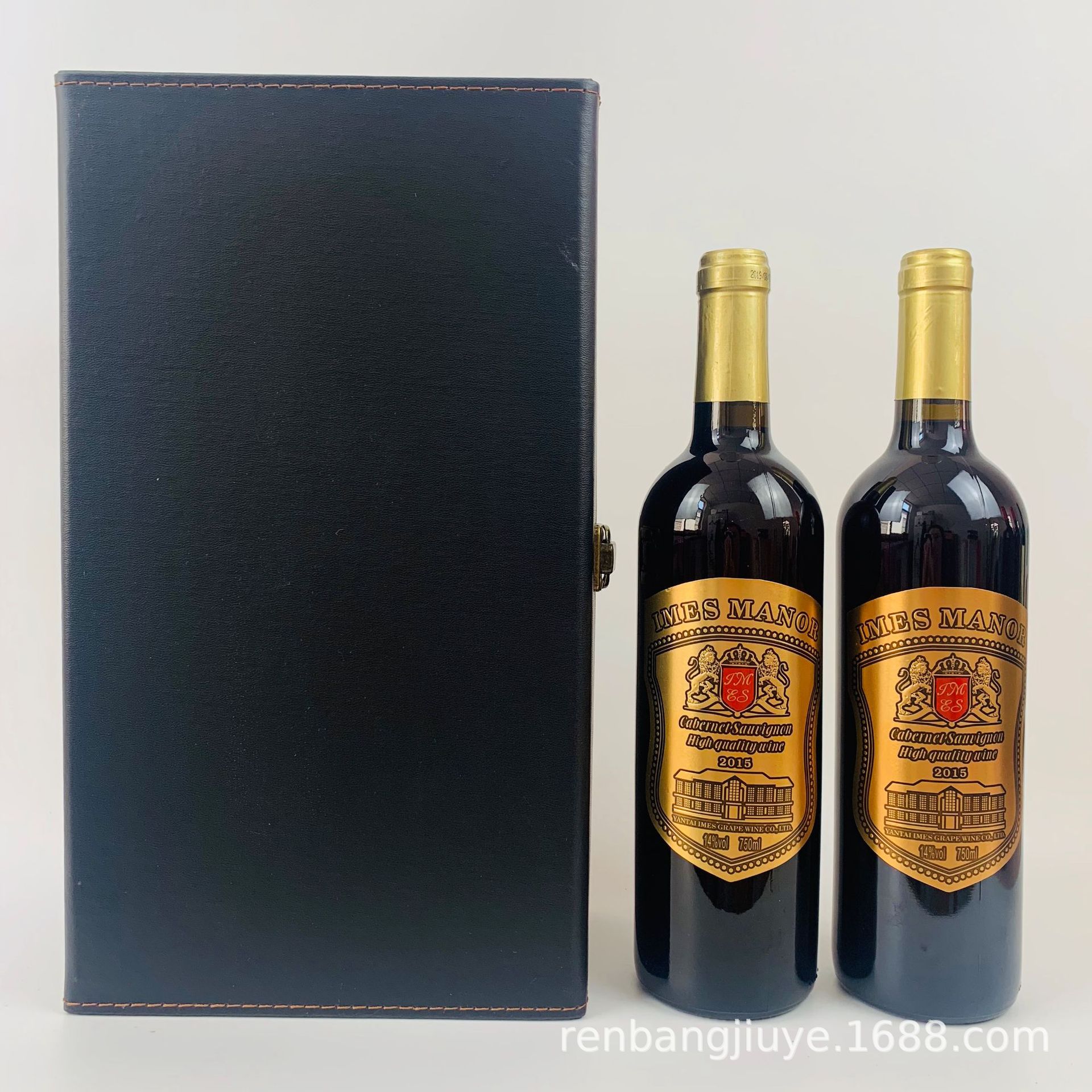 法国进口红酒礼盒装双支皮盒装酒水代理赤霞珠干红葡萄酒-阿里巴巴