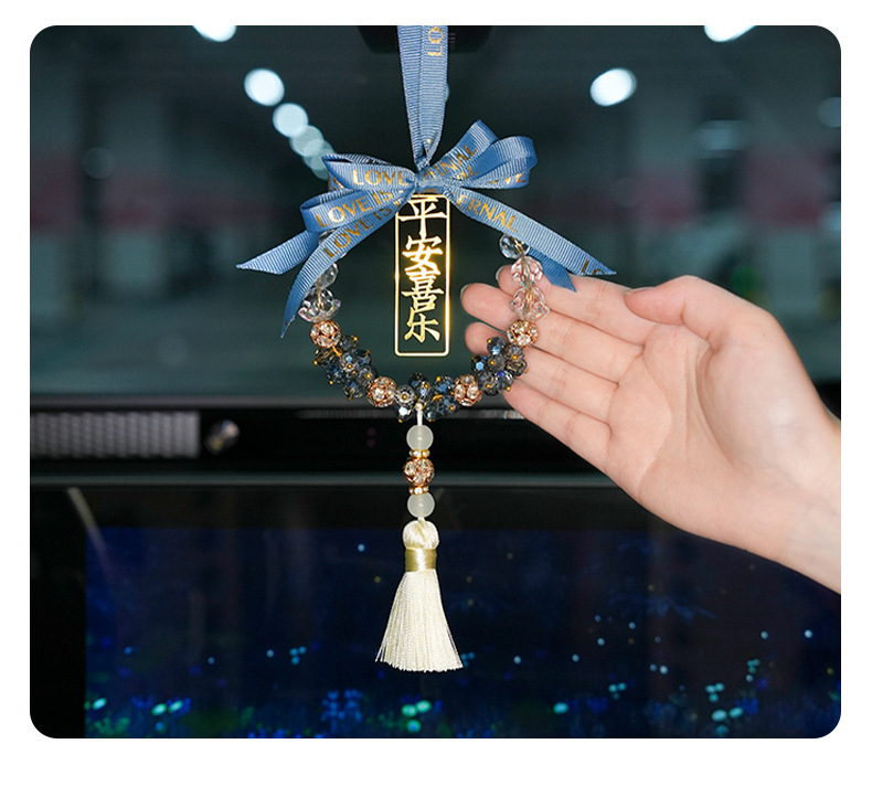 Cross-Border Hot-Selling Pendant, Peace and Joy Wheat Ear Car Decoration Pendant, Creative Car Rearview Mirror Hanging Ornament