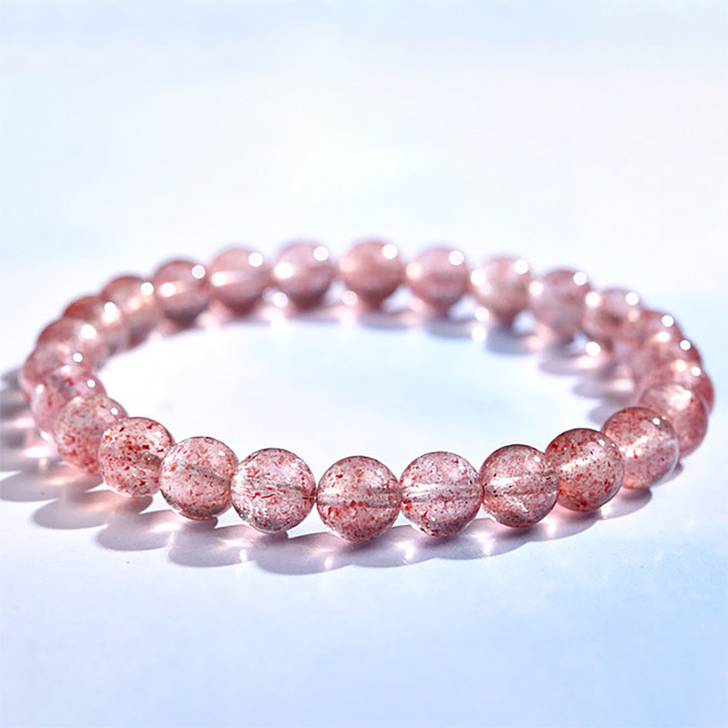 Natural Strawberry Crystal Bracelet Collection Grade High Transparent White Water Pink Crystal Hibiscus Stone Marriage Stone Cotang Donghai Wholesale