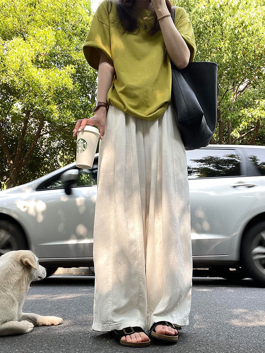 Quần short nữ cạp cao dáng rộng chất liệu cotton mềm mại — Xanh lông mòng đen, màu trắng