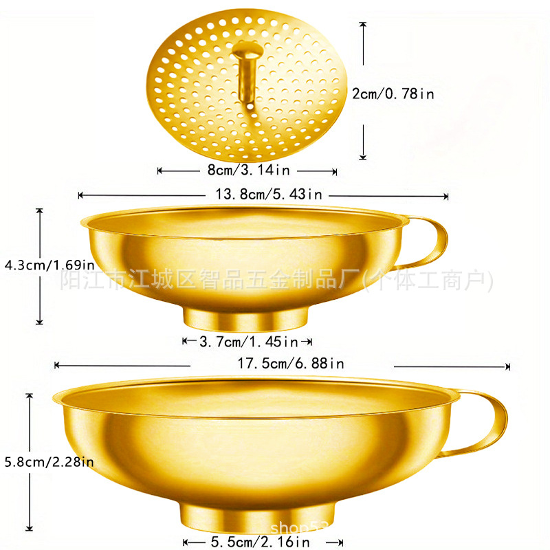 FCM embudos de acero inoxidable amplio embudos de vino embudos de aceite de gran calibre embudos de mermelada embudos de ensalada