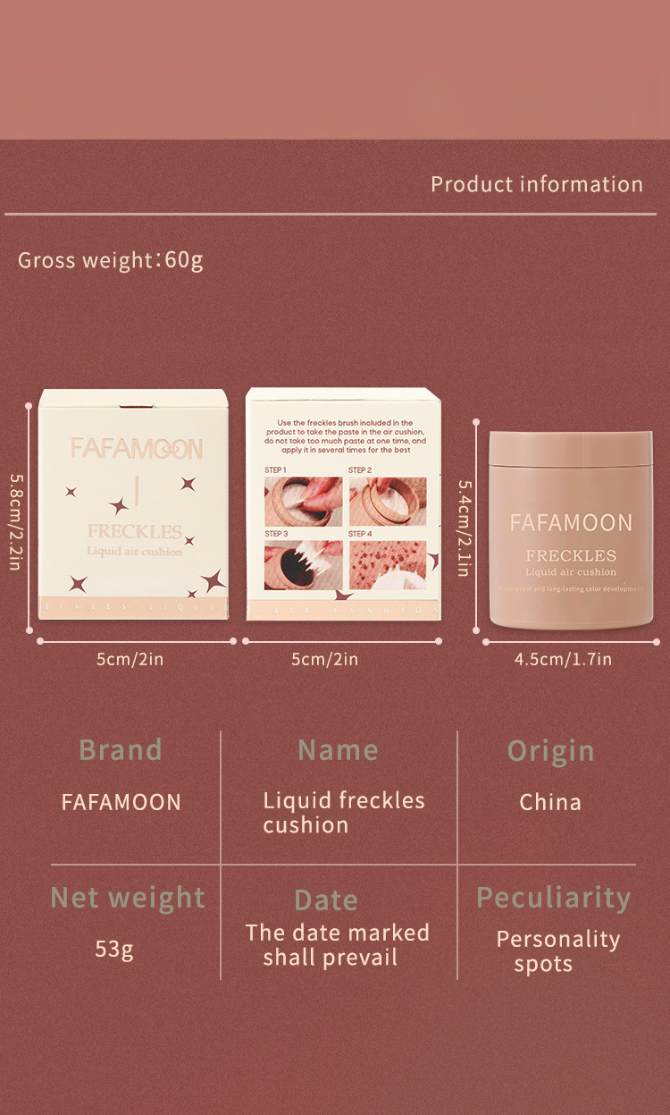 Naturlig naken smink freckle penna varmsäljande inte lätt att blekna vattentät tätning luftkudde fräknar FAFAMOON cross_voghion.com
