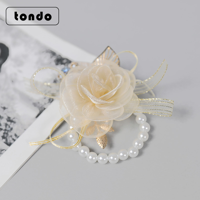 Nueva dama de honor flor de muñeca de alta sensación de novia hermanas grupo de joyas de brazalete de boda artículos de celebración de boda image 3