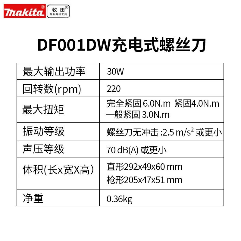 Machida Machida 3.6V litio incorporado tipo de tornillo eléctrico con destornillador eléctrico DF001DW herramienta eléctrica