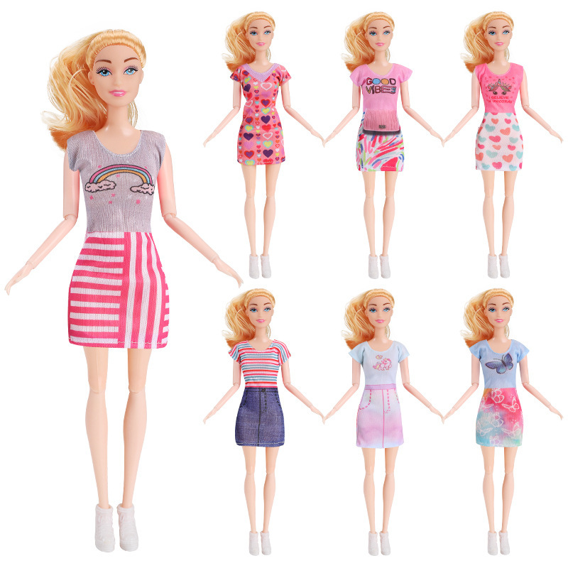Cross-Border 30cm Sweet Barbie Doll Clothes Single-Piece Set Dress Straight Skirt Wholesale Amazon Cross-Border 30cm Sweet Barbie Doll Clothes Single-Piece Set Dress Straight Skirt Wholesale Amazon