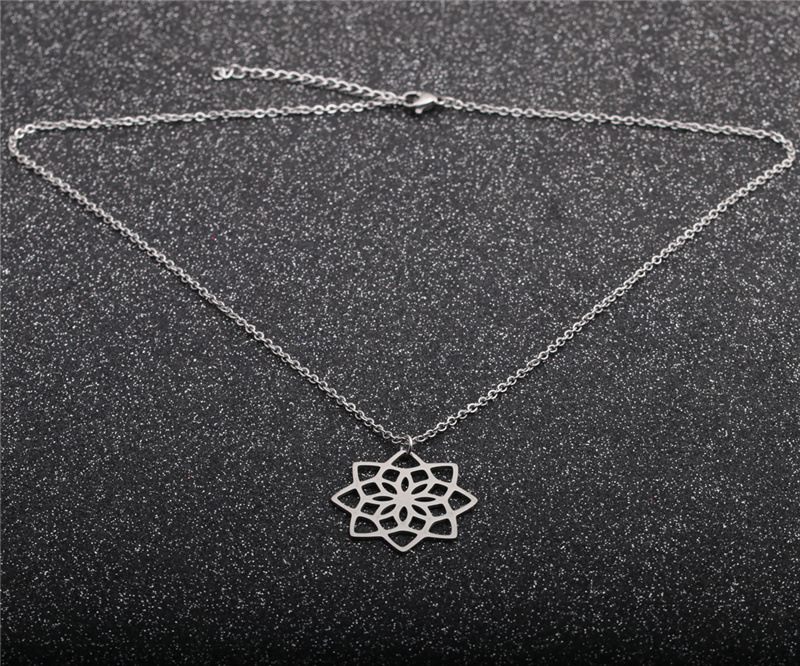 Fashion Hollow Lotus Pendant Necklace display picture 8