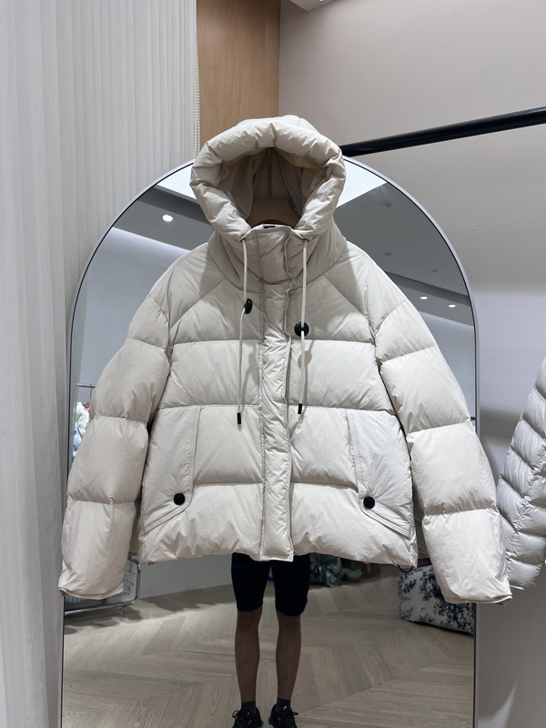 2025年新款韩版连帽抽绳羽绒服女短款时尚面包服白鸭绒外套潮|undefined