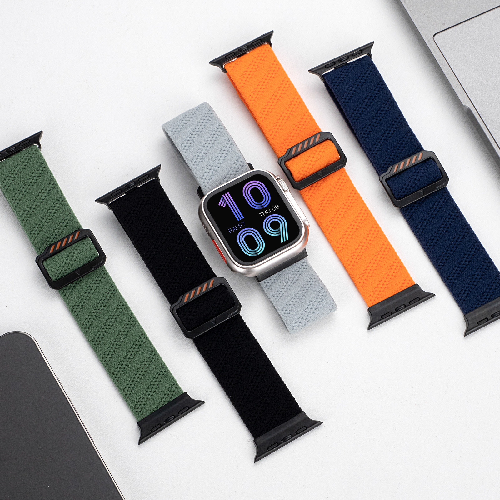 适用苹果尼龙手表带apple watch s8910尼龙编织日字扣弹力款表带